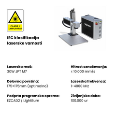 30W MOPA LASERSKI STROJ ZA OZNAČEVANJE